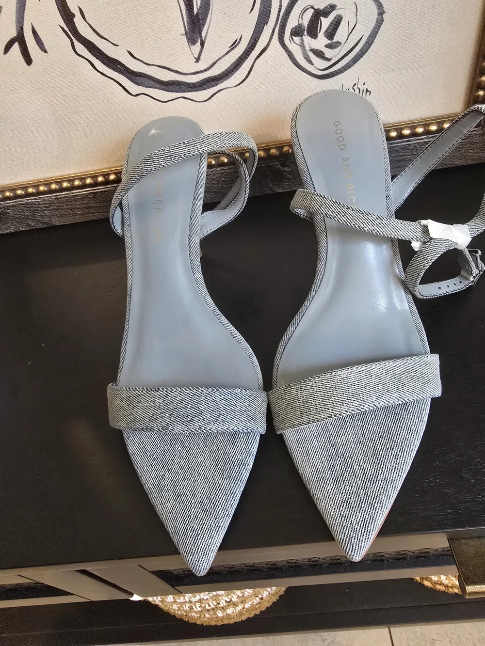 Good American Women's Denim Thong High Heel Sandals 7.5 - Picture 4 of 7